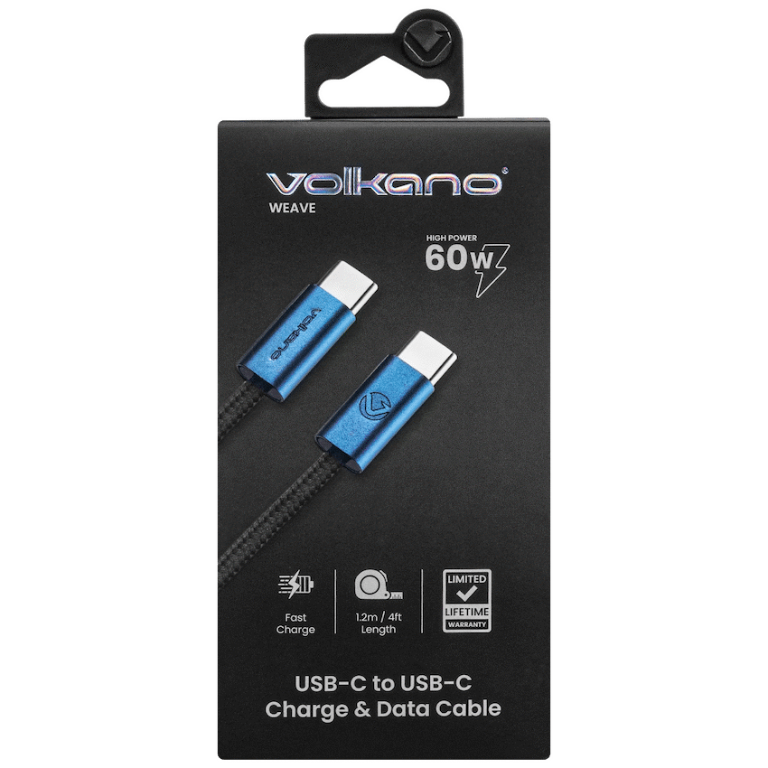 Volkano Weave Series 60w USB C to USB C 1.2m-Blue - Image 8