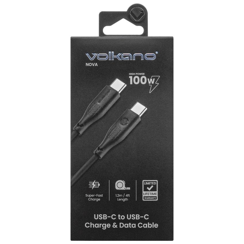 Volkano Nova Series USB C to USB C 100W 1.2m TPE cable-Black - Image 8