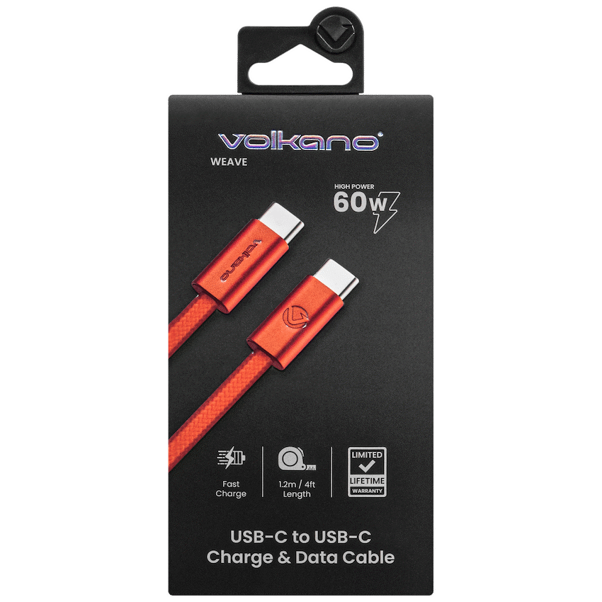 Volkano Weave Series 60w USB C to USB C 1.2m-Orange - Image 8