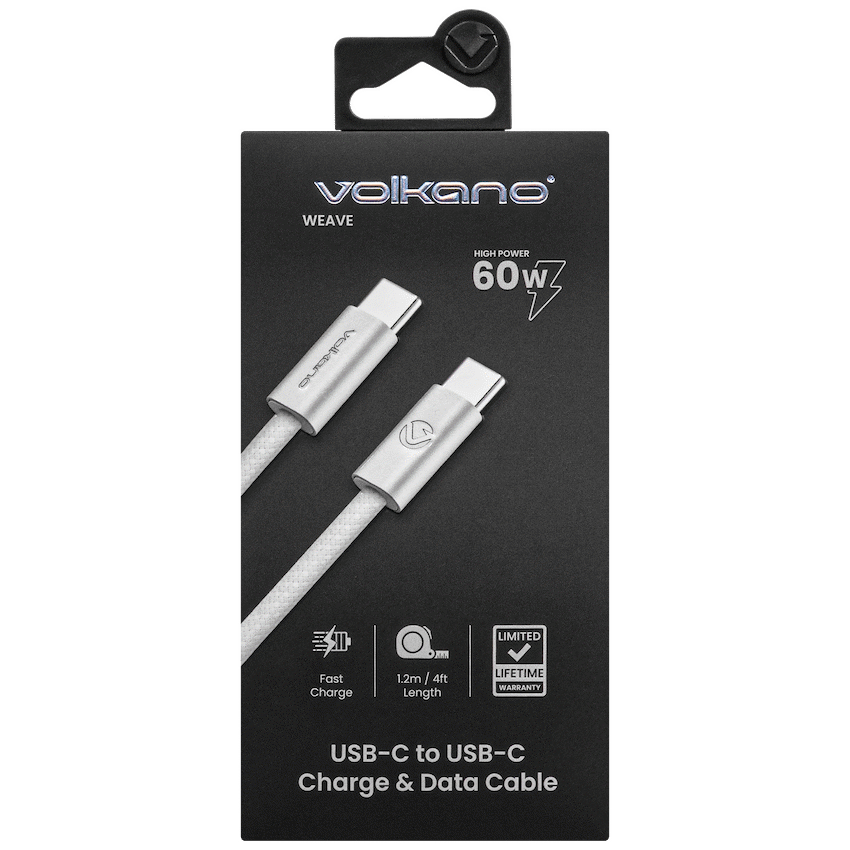 Volkano Weave Series 60w USB C to USB C 1.2m-White - Image 8