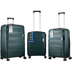 Travelwize Tourer PP 3Pc 4-wheel Spinner Luggage Set Petrol