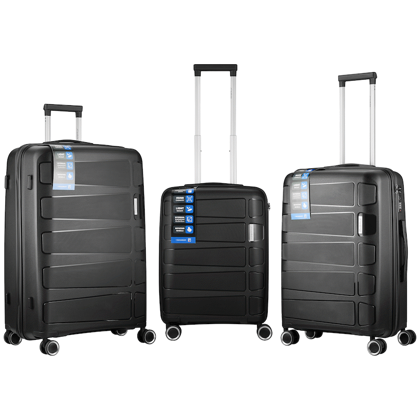 Travelwize Tourer PP 3Pc 4-wheel Spinner Luggage Set Black - Image 2