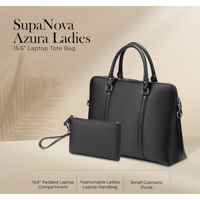 Supanova Azura Ladies 15.6" Laptop Tote Bag Black - Image 3