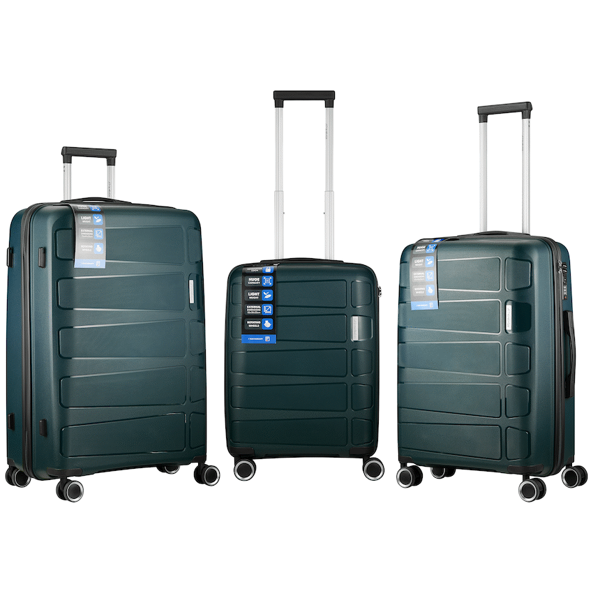 Travelwize Tourer PP 3Pc 4-wheel Spinner Luggage Set Petrol - Image 4