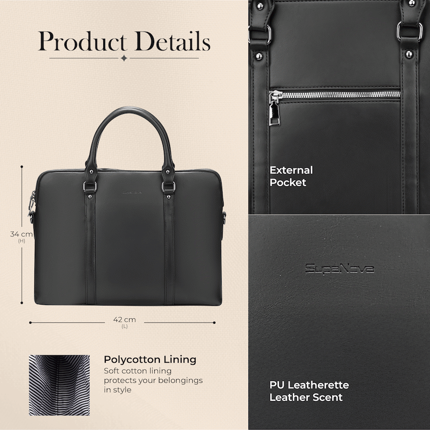 Supanova Azura Ladies 15.6" Laptop Tote Bag Black - Image 5