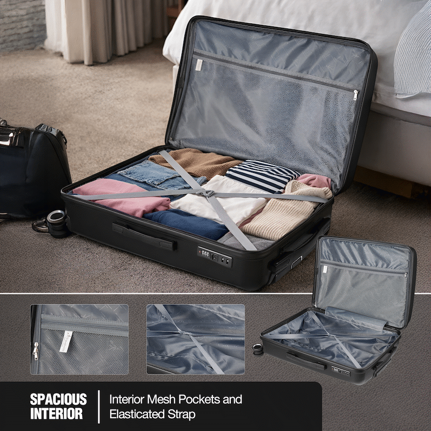 Travelwize Tourer PP 3Pc 4-wheel Spinner Luggage Set Black - Image 6