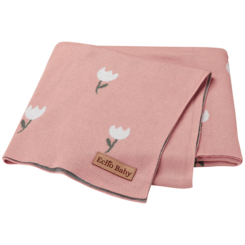 Echo Baby Knitted Blanket - Rose Pattern (Pink)
