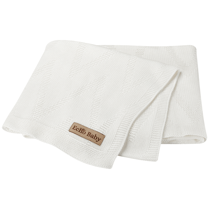 Echo Baby Knitted Baby Blanket - White
