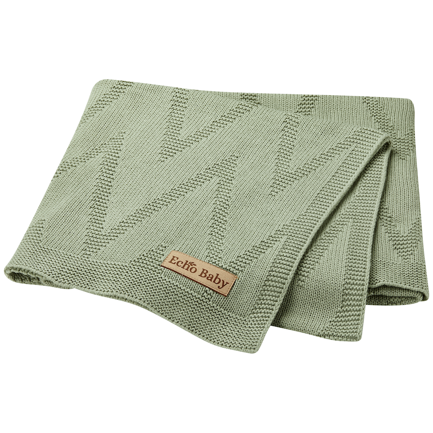 Echo Baby Knitted Baby Blanket - Sage
