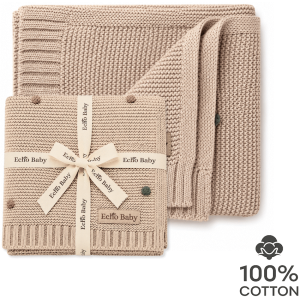 Echo Baby Knitted Baby Blanket - Camel