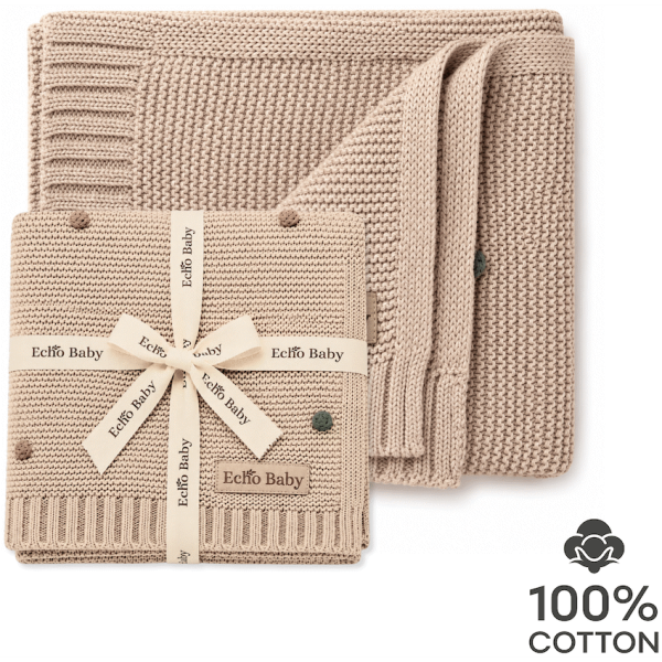 Echo Baby Knitted Baby Blanket - Camel