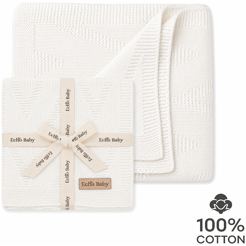 Echo Baby Knitted Baby Blanket - White