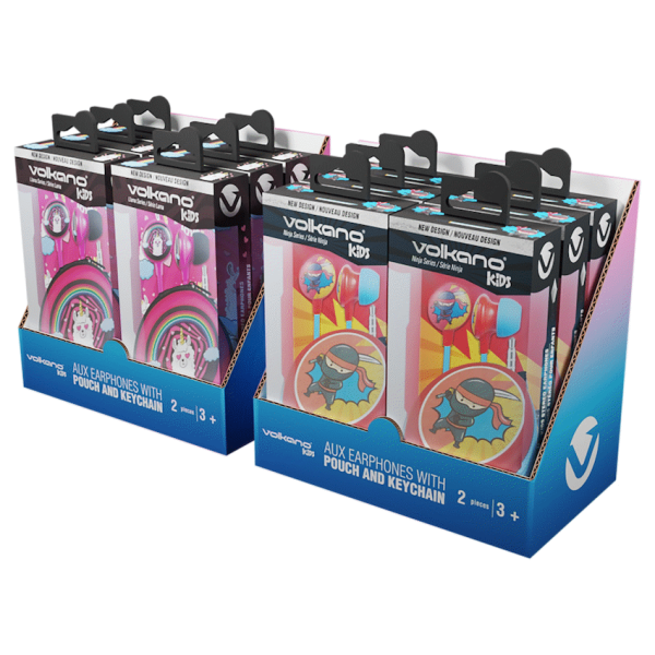 Volkano Kids Earphones Assorted PDQ of 6