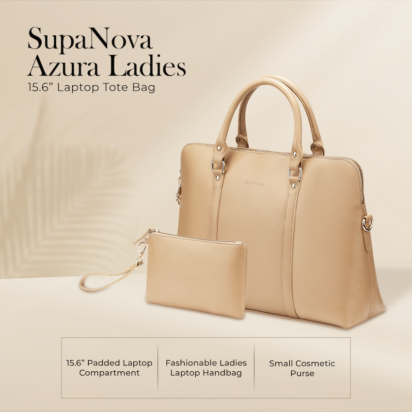 Supanova Azura Ladies 15.6" Laptop Tote Bag Taupe - Image 3