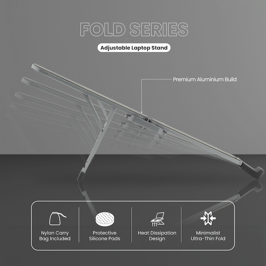 Volkano Fold Series Adjustable Aluminium Laptop Stand - Image 3