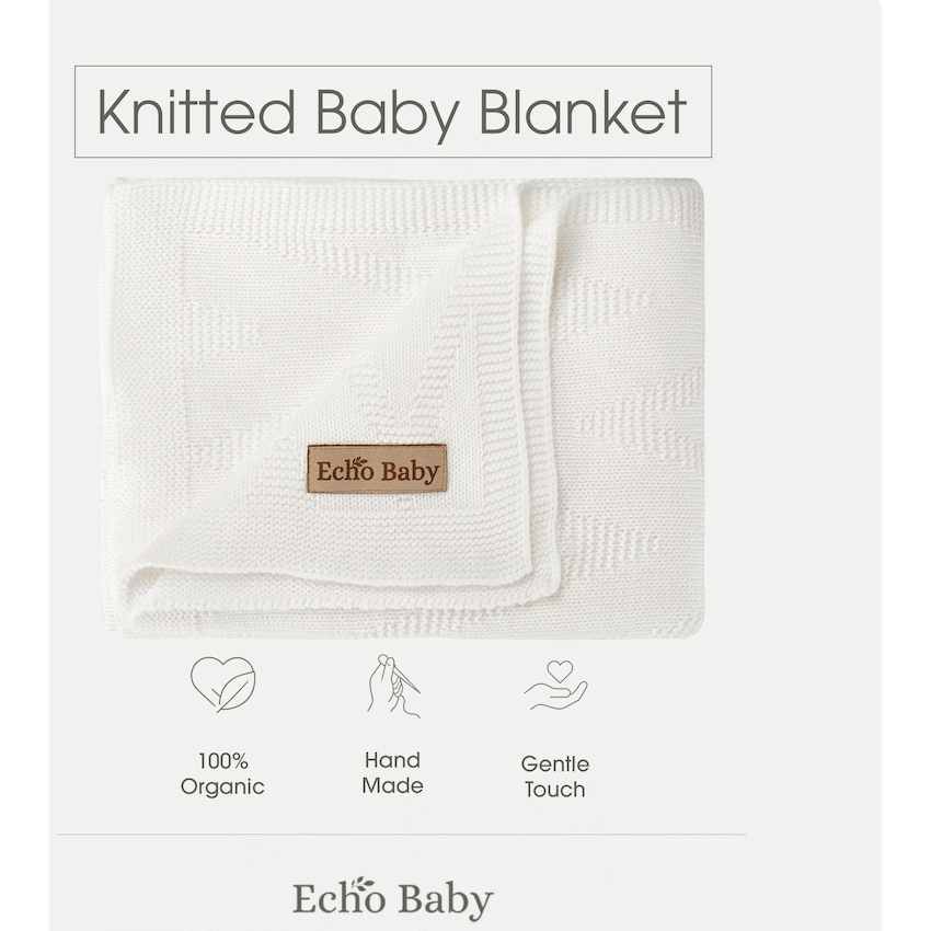 Echo Baby Knitted Baby Blanket - White - Image 3