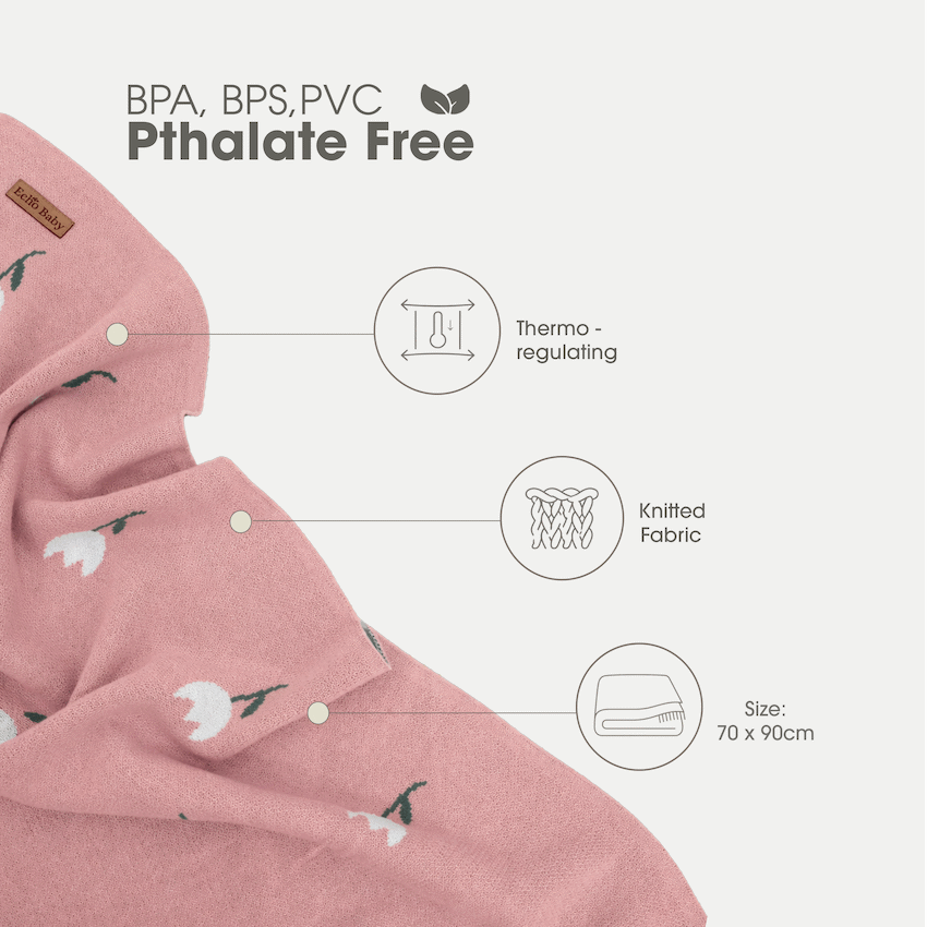 Echo Baby Knitted Blanket - Rose Pattern (Pink) - Image 4