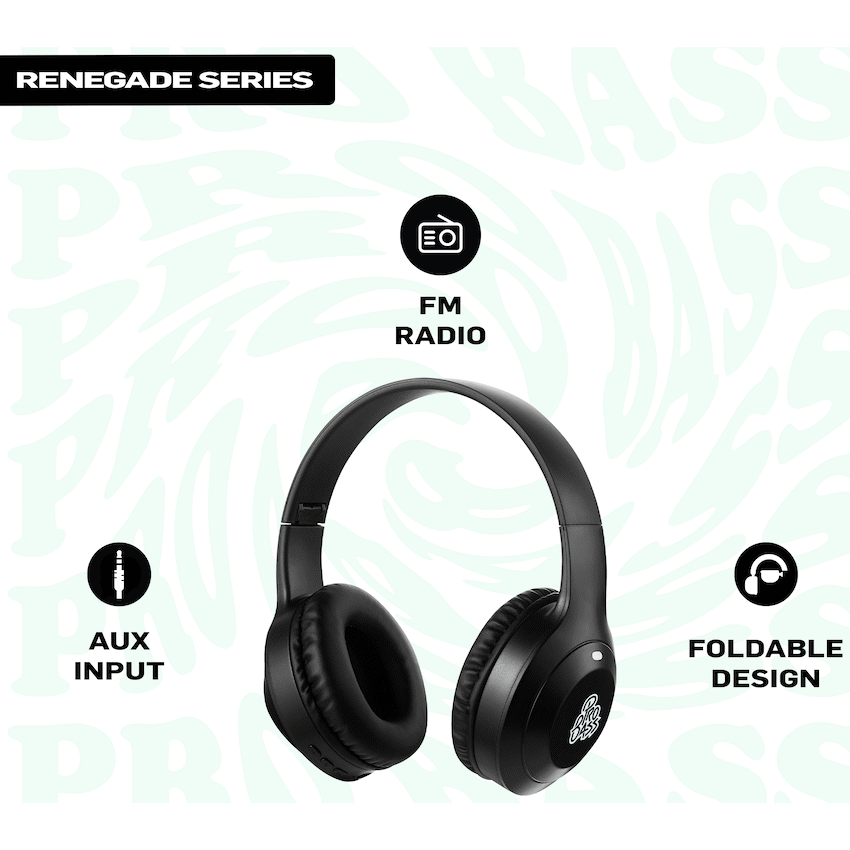 Pro Bass Renegade Series Bluetooth Headphone - Black - Image 5