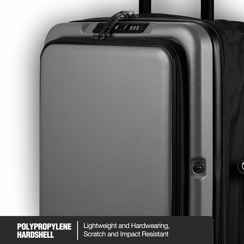 Expandable PP 55cm Carry On Luggage - Dark Grey - Image 5