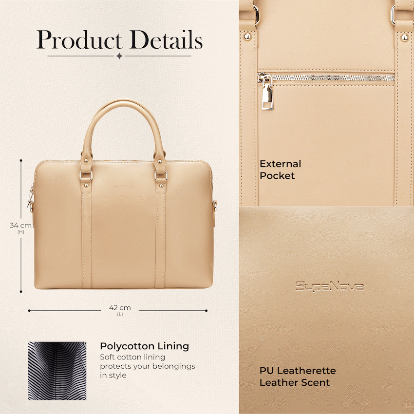 Supanova Azura Ladies 15.6" Laptop Tote Bag Taupe - Image 5