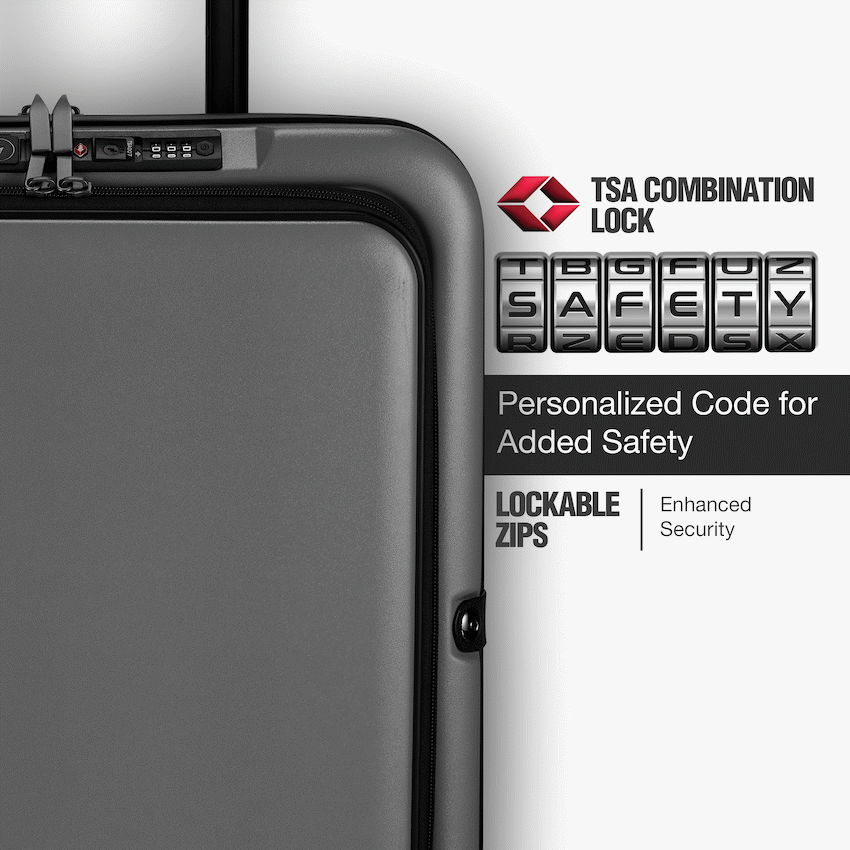 Expandable PP 55cm Carry On Luggage - Dark Grey - Image 6