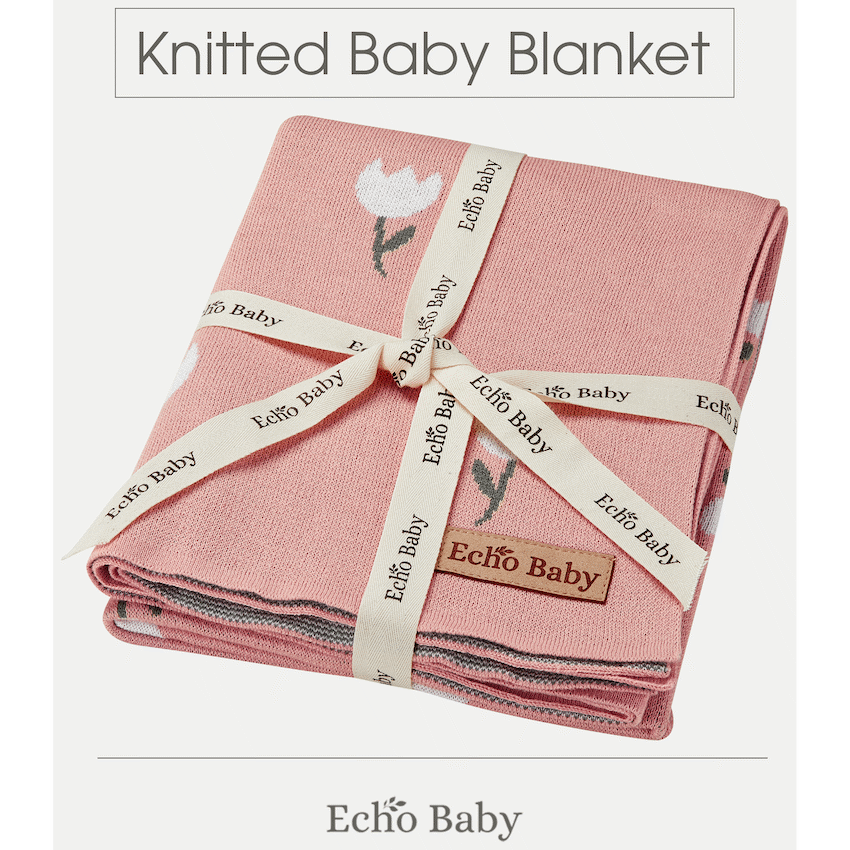 Echo Baby Knitted Blanket - Rose Pattern (Pink) - Image 6
