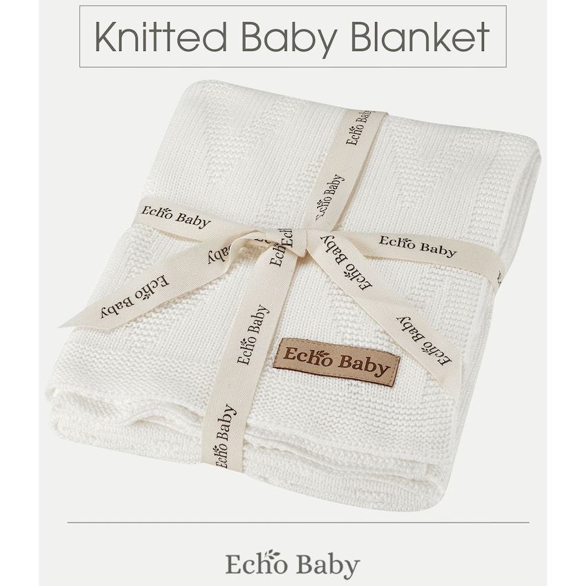 Echo Baby Knitted Baby Blanket - White - Image 6