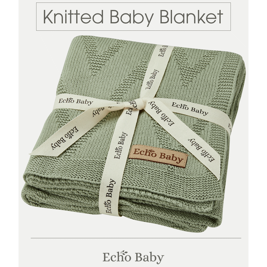 Echo Baby Knitted Baby Blanket - Sage - Image 6