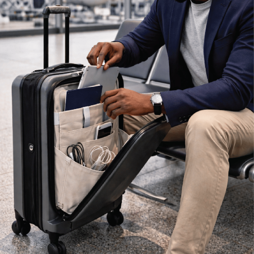 Expandable PP 55cm Carry On Luggage - Dark Grey - Image 9