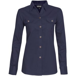 Ladies Long Sleeve Oryx Bush Shirt - Navy - NAVY / S