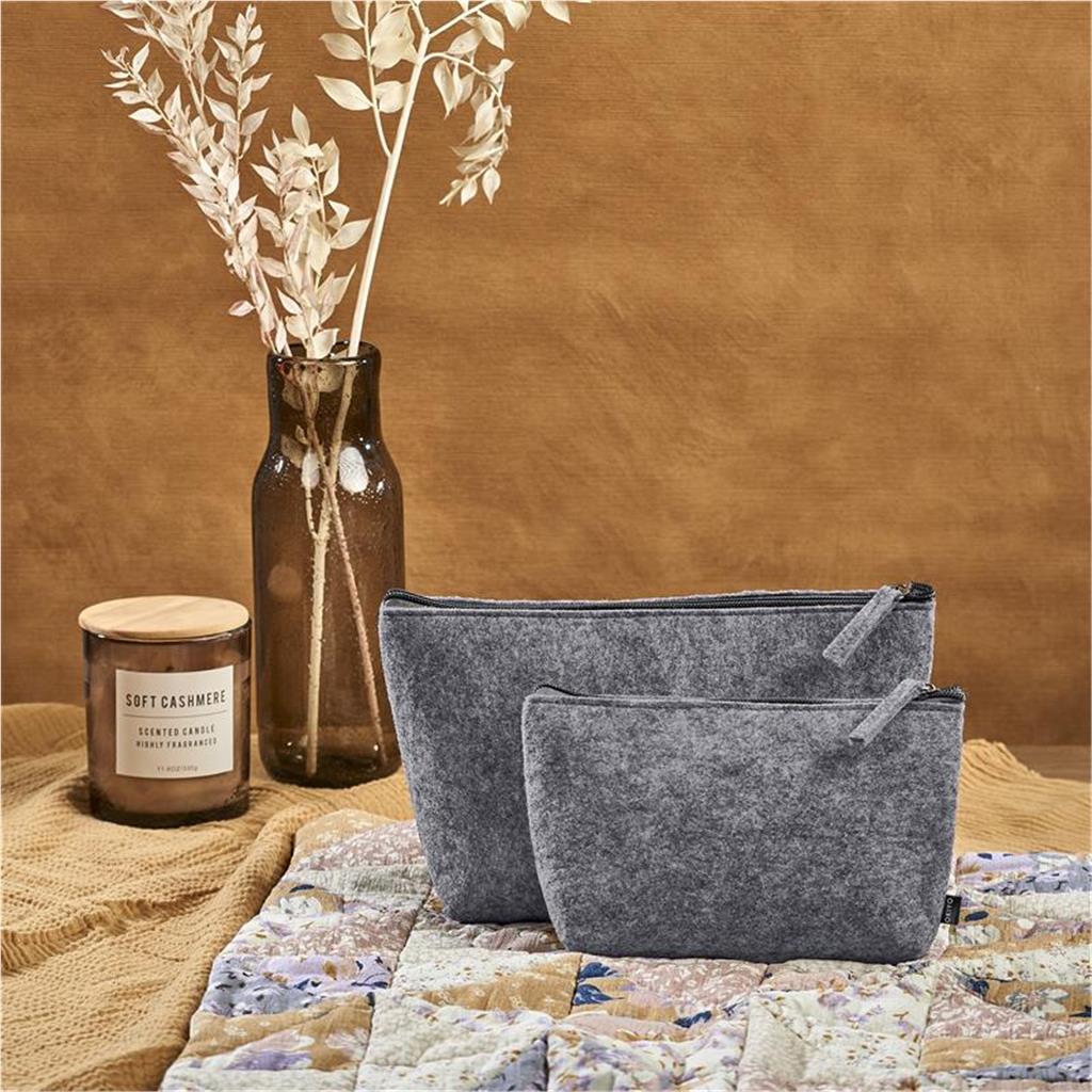 Okiyo Kesho Recycled PET Felt Accessory Bag - GREY - Image 9