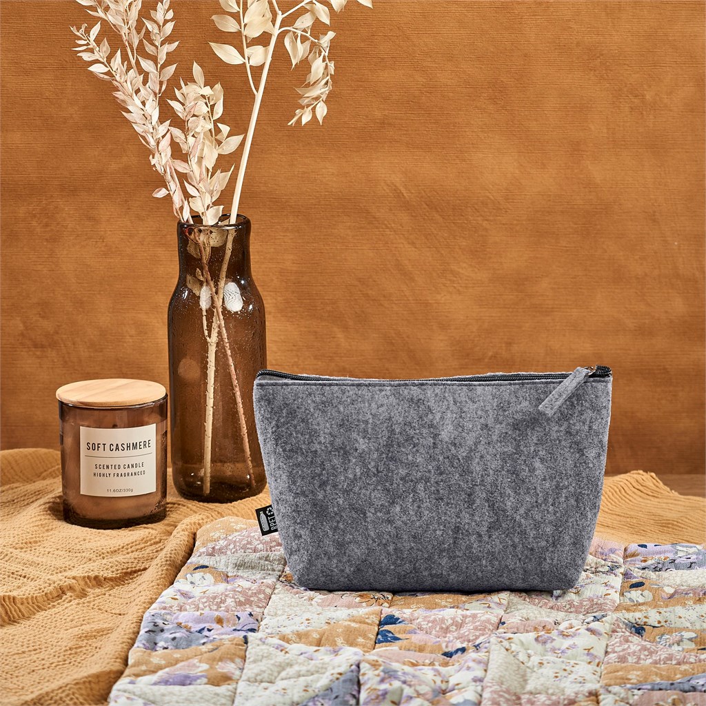 Okiyo Kesho Recycled PET Felt Accessory Bag - GREY - Image 5