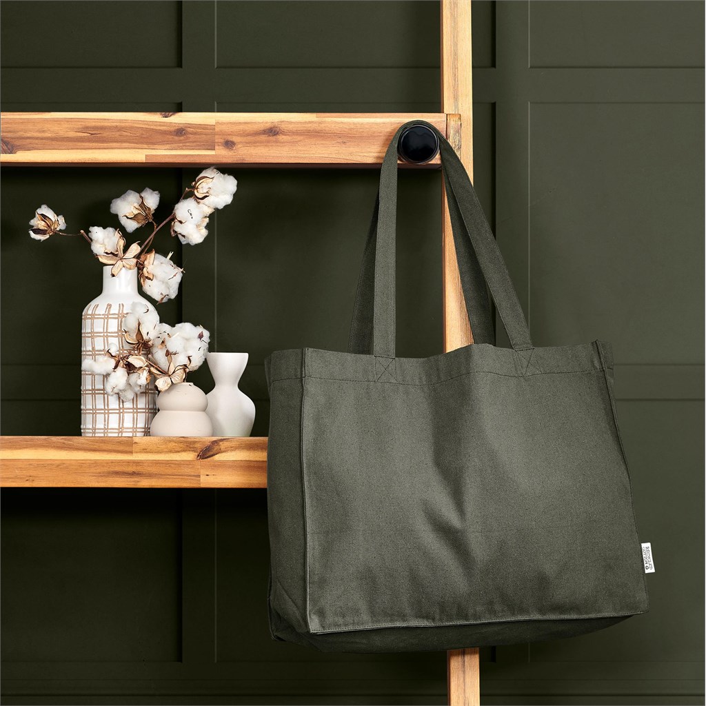 Okiyo Subarashi Recycled Canvas Tote - MILITARY GREEN - Image 9