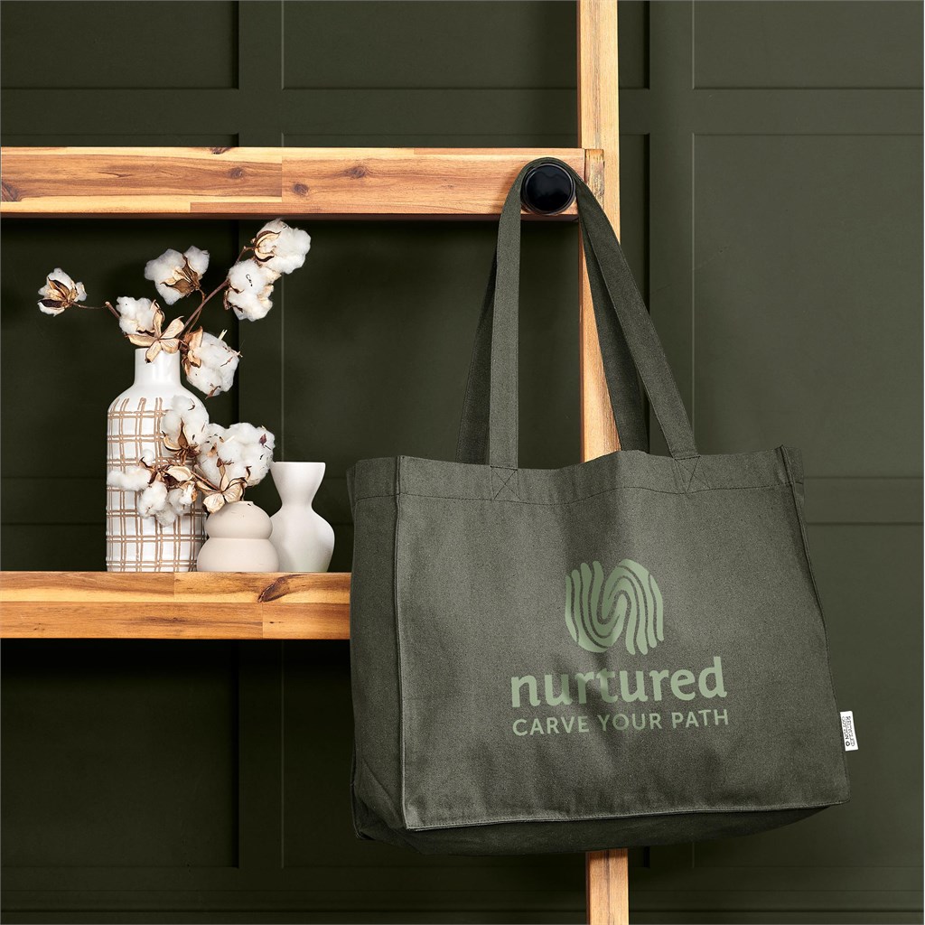 Okiyo Subarashi Recycled Canvas Tote - MILITARY GREEN - Image 2