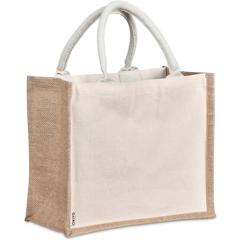 Okiyo Chinsai Midi Jute & Cotton Tote - NATURAL - Image 2