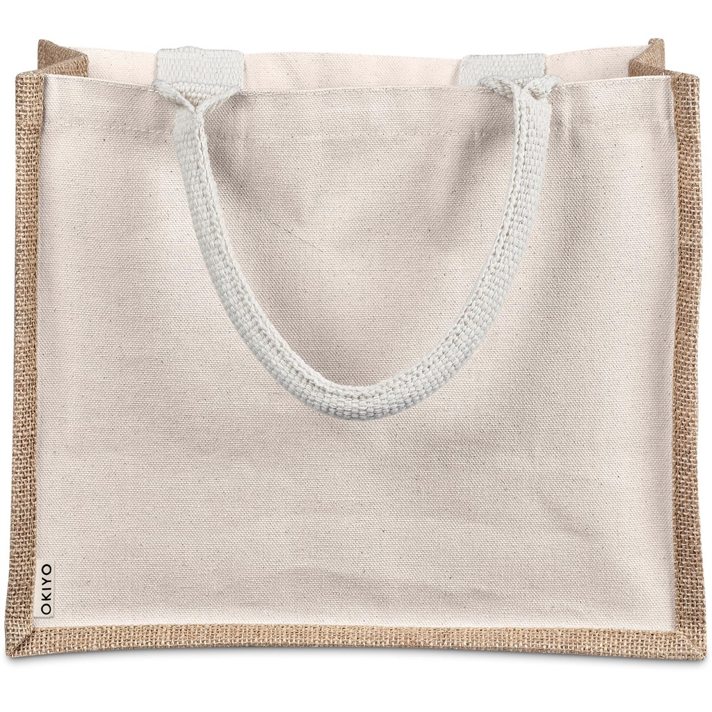 Okiyo Chinsai Midi Jute & Cotton Tote - NATURAL - Image 7