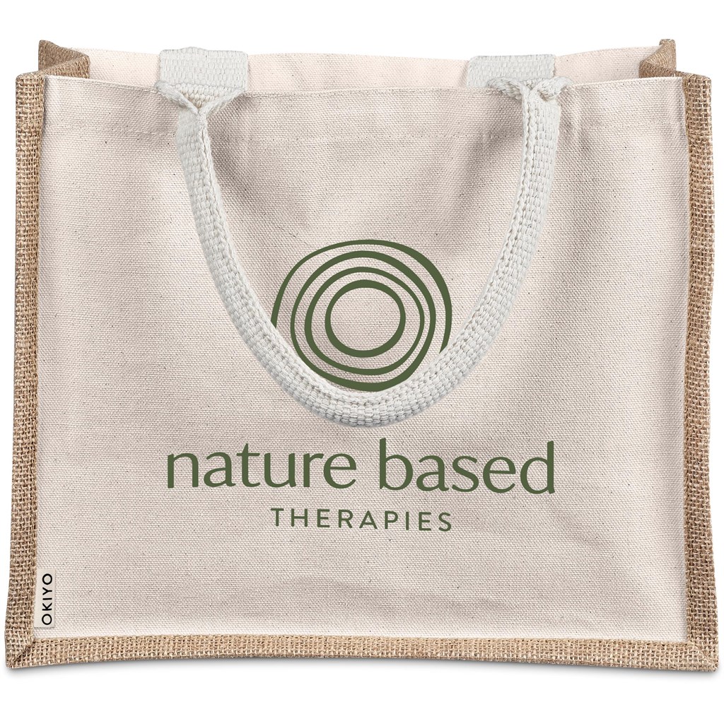 Okiyo Chinsai Midi Jute & Cotton Tote - NATURAL - Image 10