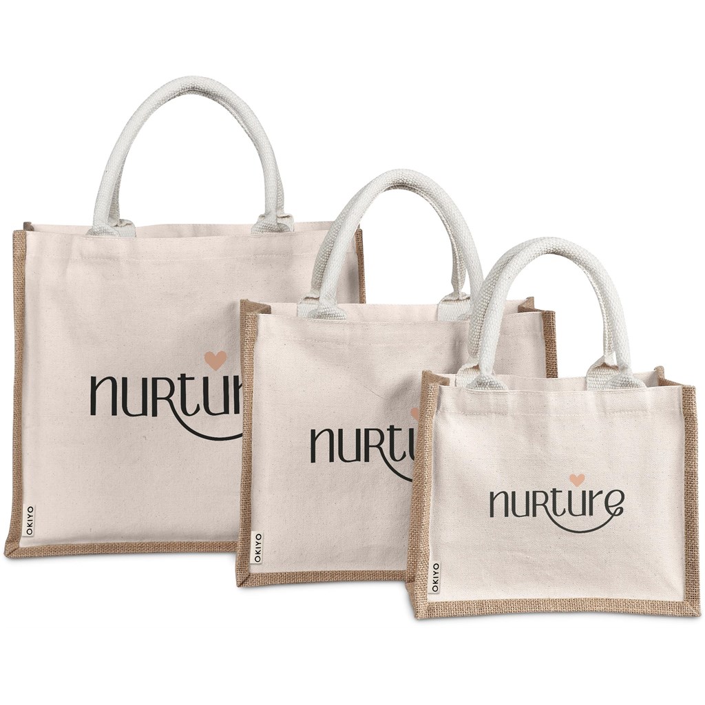 Okiyo Chinsai Midi Jute & Cotton Tote - NATURAL - Image 3