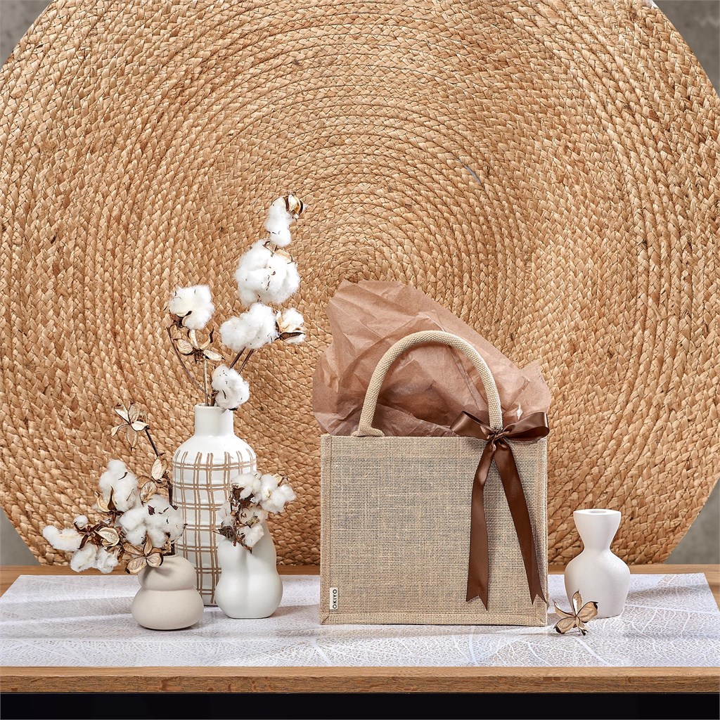 Okiyo Miyag Midi Jute Gift Bag - BLACK - Image 2