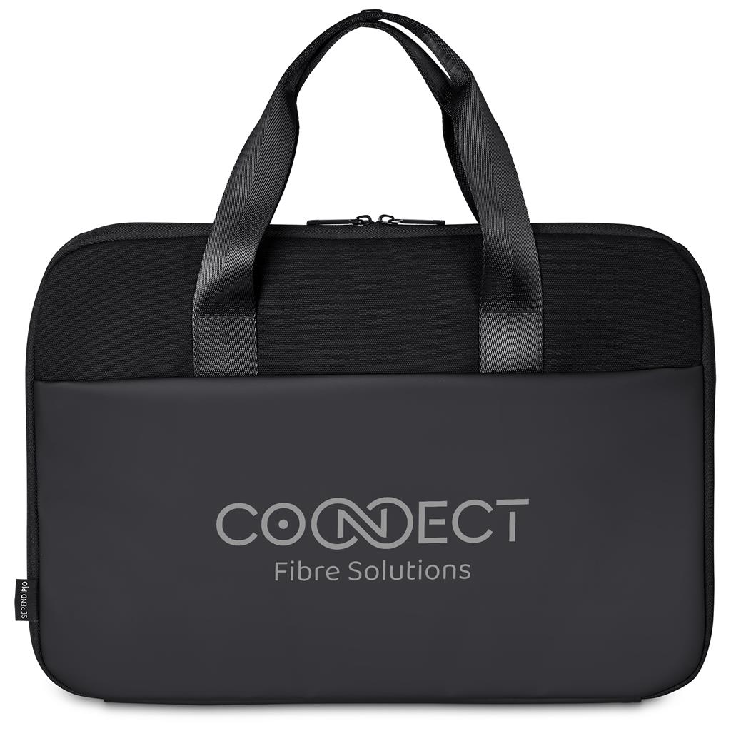 Serendipio Commute Cotton Canvas Laptop Bag - BLACK - Image 4