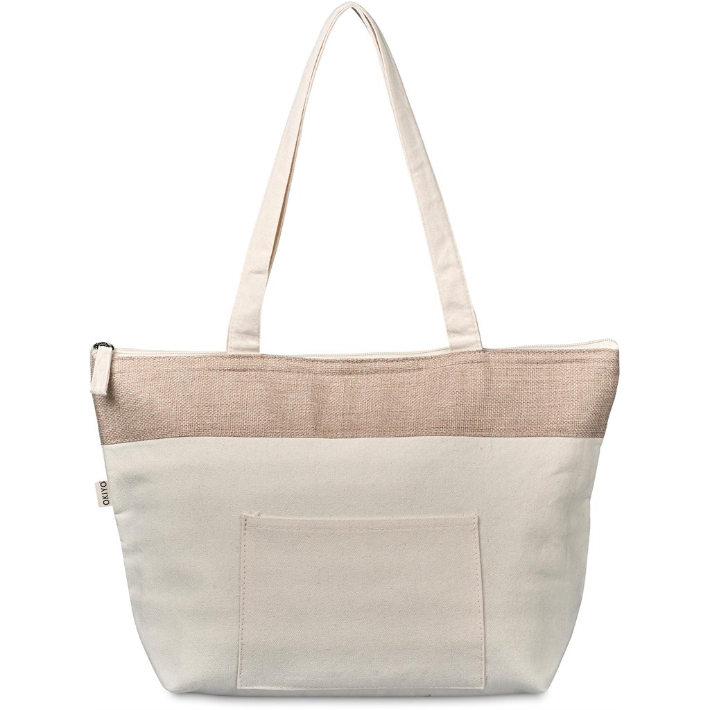 Okiyo Arshi Cotton & Jute 12 Can Lunch Cooler - NATURAL - Image 11