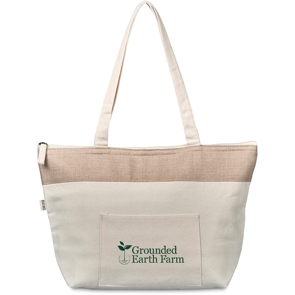 Okiyo Arshi Cotton & Jute 12 Can Lunch Cooler - NATURAL - Image 12