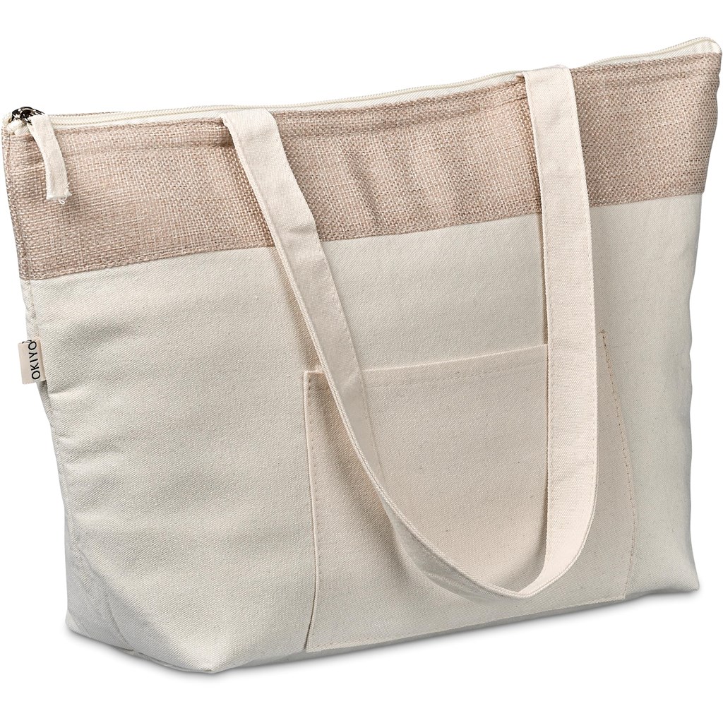 Okiyo Arshi Cotton & Jute 12 Can Lunch Cooler - NATURAL - Image 6