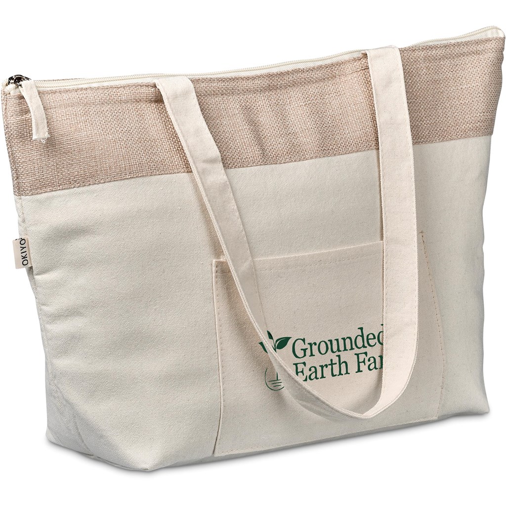 Okiyo Arshi Cotton & Jute 12 Can Lunch Cooler - NATURAL - Image 5