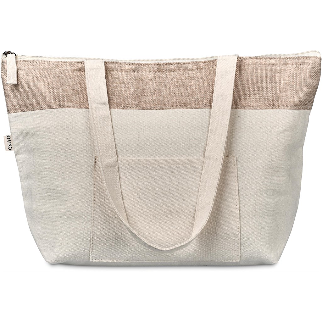 Okiyo Arshi Cotton & Jute 12 Can Lunch Cooler - NATURAL - Image 10