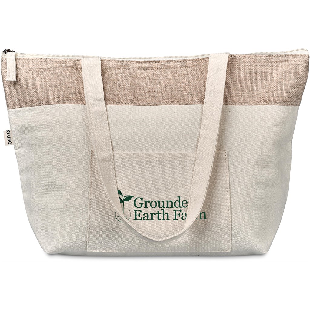 Okiyo Arshi Cotton & Jute 12 Can Lunch Cooler - NATURAL - Image 9
