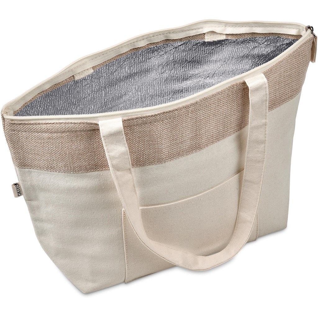 Okiyo Arshi Cotton & Jute 12 Can Lunch Cooler - NATURAL - Image 3
