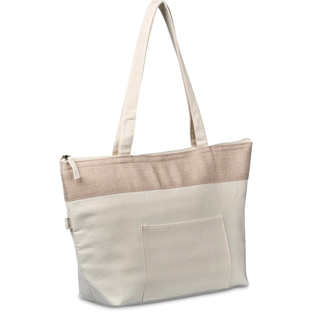 Okiyo Arshi Cotton & Jute 12 Can Lunch Cooler - NATURAL - Image 8