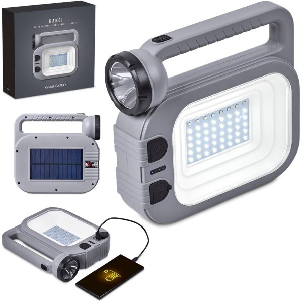 Swiss Cougar Hanoi Solar Lantern & Power Bank - 2 400mAh - GREY