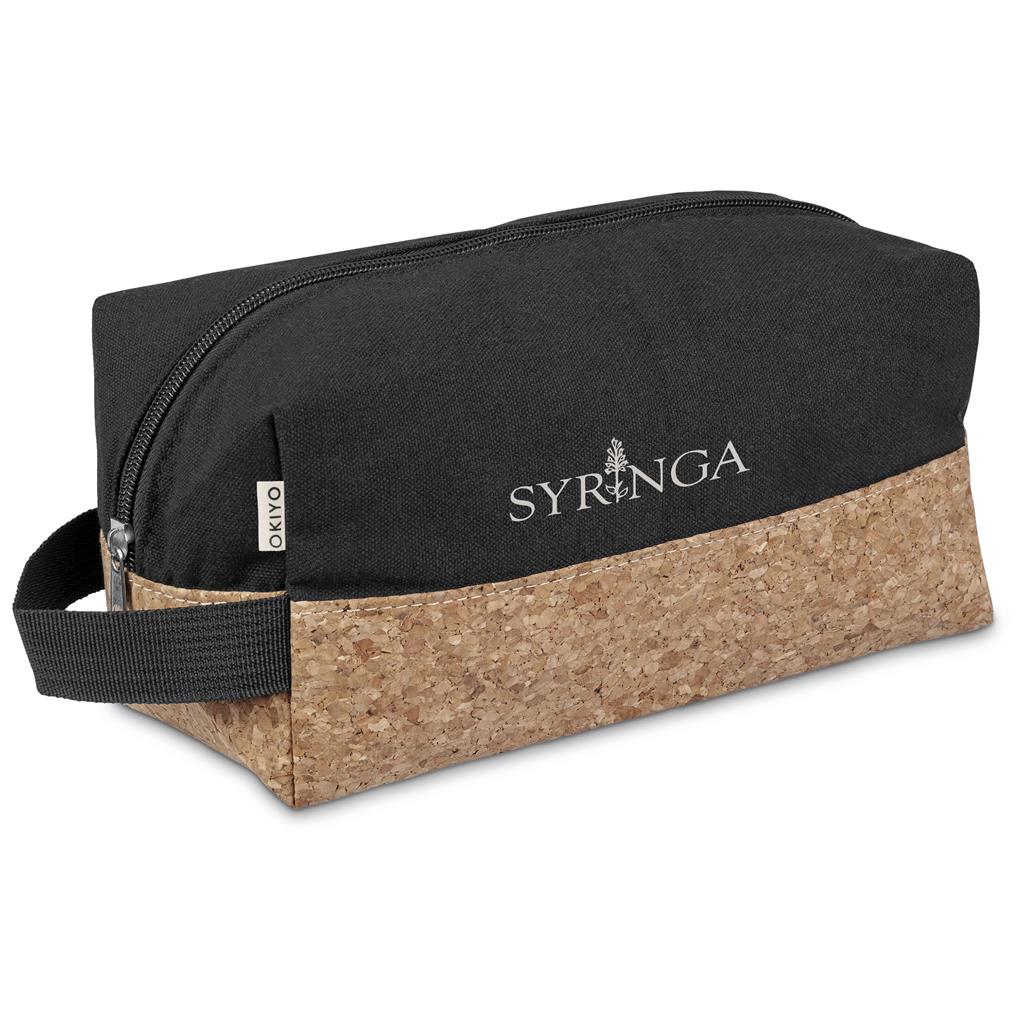Okiyo Koruku Cork & Cotton Toiletry Bag - BLACK